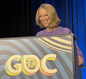 Carol Mertz speaking at GDC 2024